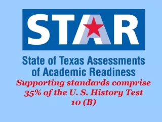 Supporting standards comprise 35% of the U. S. History Test 10 (B)