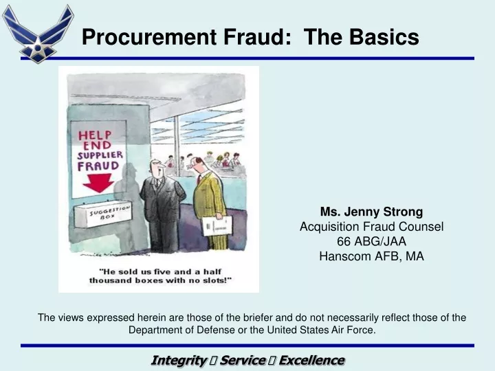 ms jenny strong acquisition fraud counsel 66 abg jaa hanscom afb ma