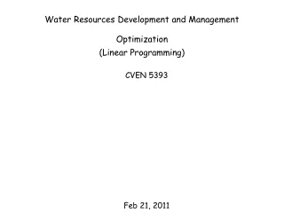 Water Resources Development and Management Optimization (Linear Programming)