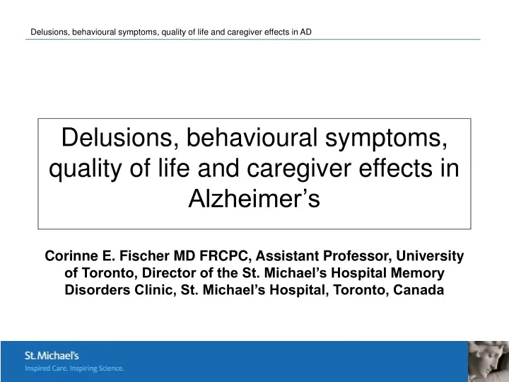 delusions behavioural symptoms quality of life