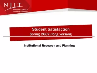 Student Satisfaction Spring 2007 (long version)
