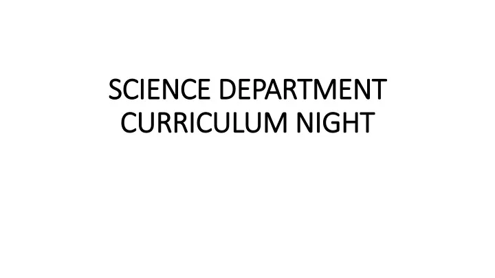 science department curriculum night