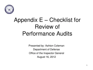 Appendix E – Checklist for Review of  Performance Audits