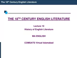 The 18 th  Century English Literature