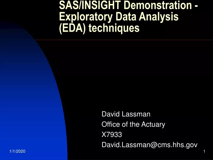 sas insight demonstration exploratory data analysis eda techniques