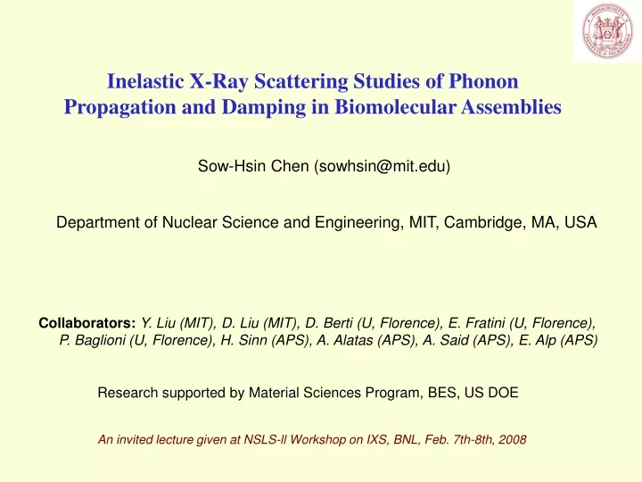 inelastic x ray scattering studies of phonon