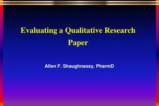 Evaluating a Qualitative Research Paper