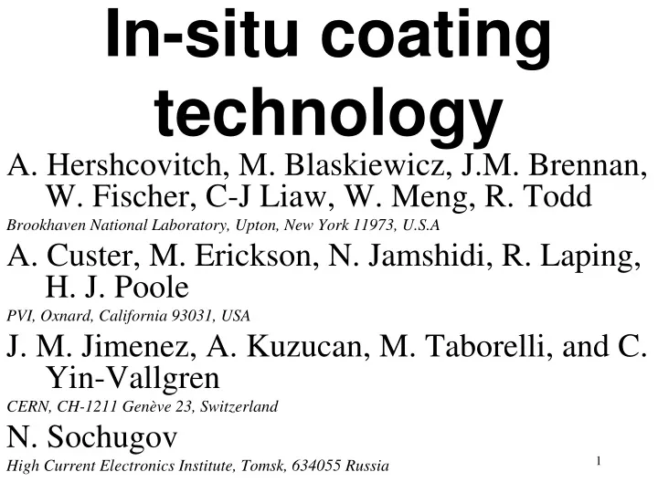in situ coating technology