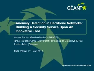 Anomaly Detection in Backbone Networks: Building A Security Service Upon An Innovative Tool