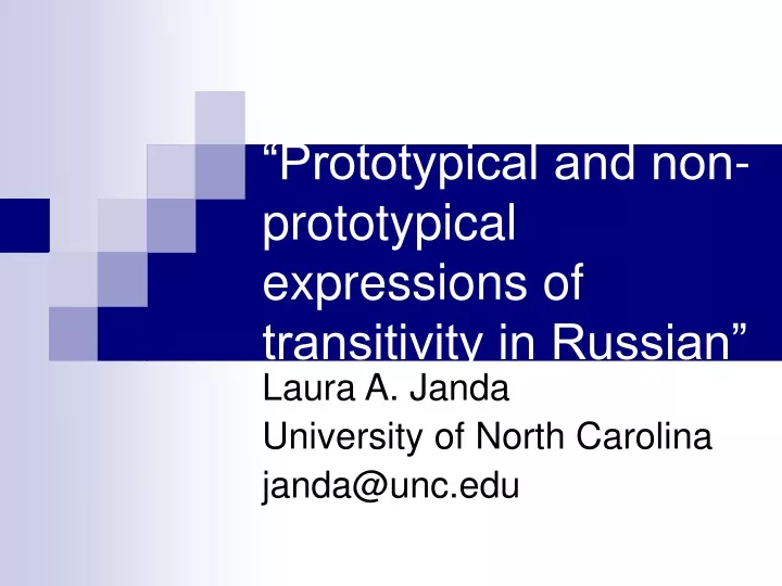 prototypical and non prototypical expressions of transitivity in russian