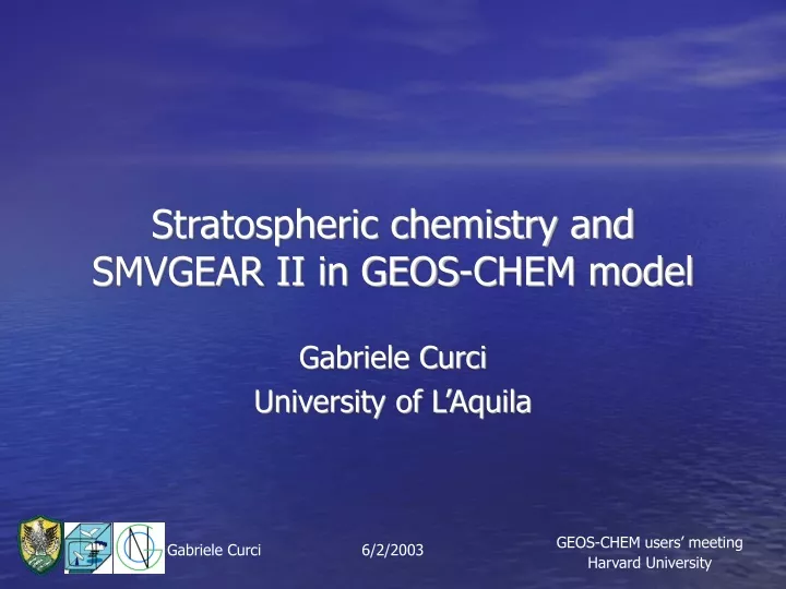 stratospheric chemistry and smvgear ii in geos chem model