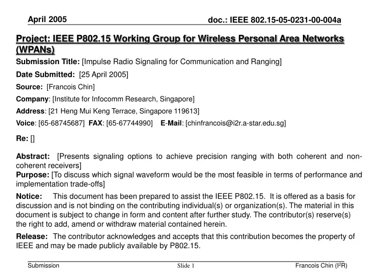 project ieee p802 15 working group for wireless