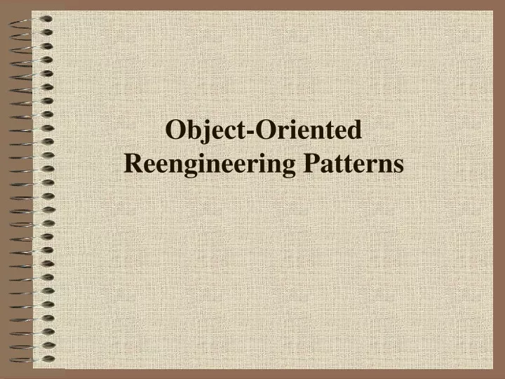 object oriented reengineering patterns