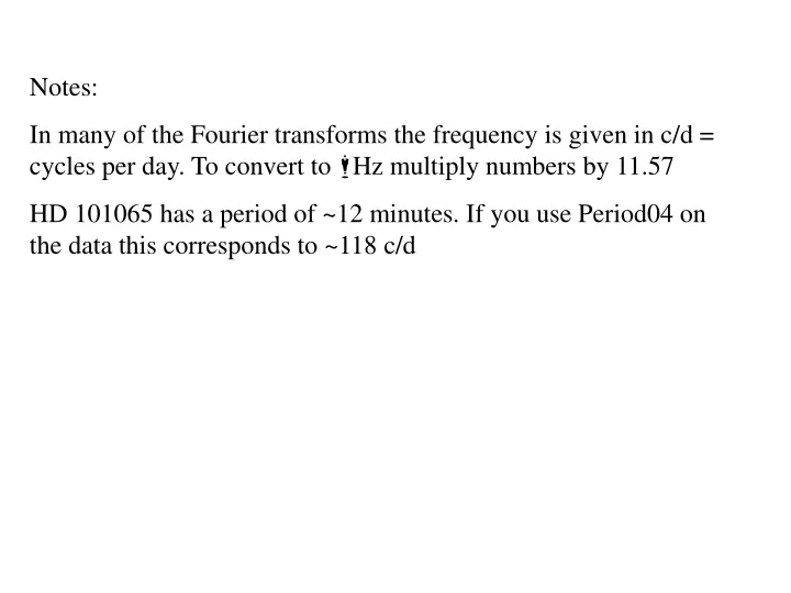 notes in many of the fourier transforms