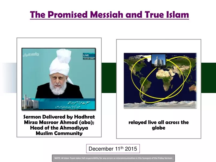 the promised messiah and true islam