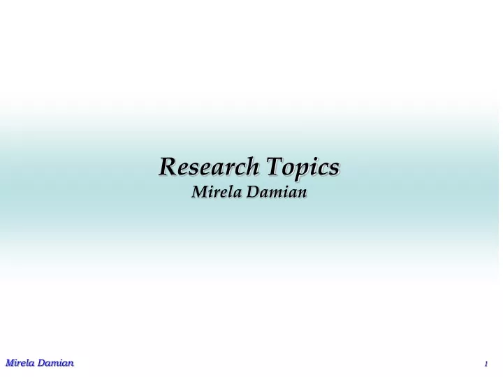 research topics mirela damian