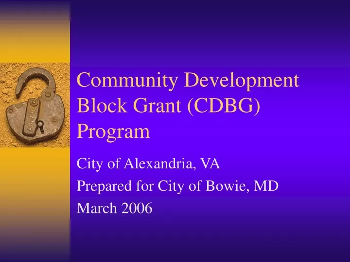 community development block grant cdbg program