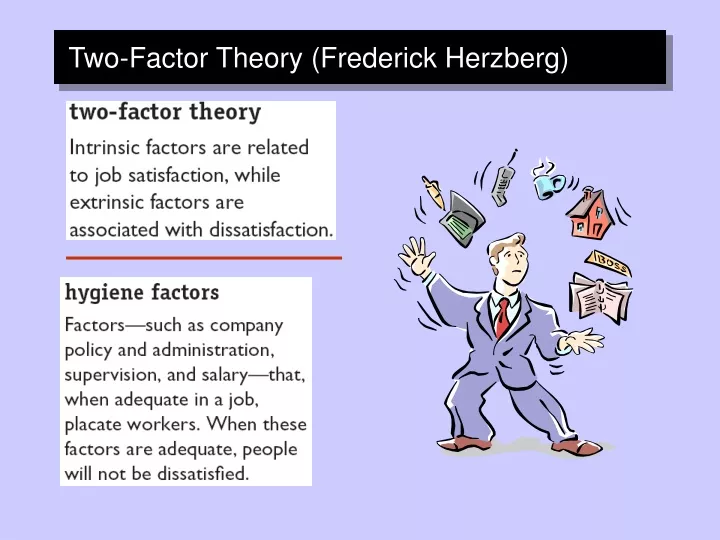 two factor theory frederick herzberg