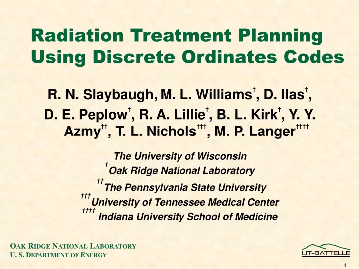 radiation treatment planning using discrete ordinates codes