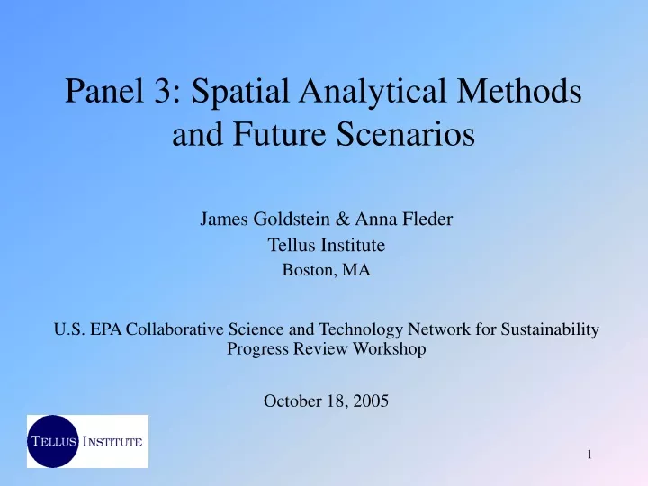 panel 3 spatial analytical methods and future scenarios
