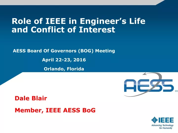 role of ieee in engineer s life and conflict of interest