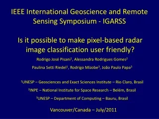 Is it possible to make pixel-based radar image classification user friendly?