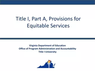 Title I, Part A, Provisions for Equitable Services