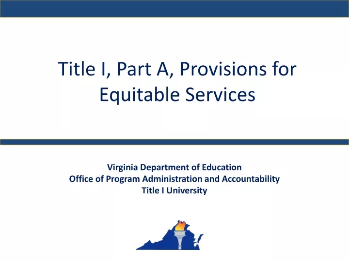 title i part a provisions for equitable services
