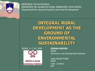 INTEGRAL  RURAL  DEVELOPMENT  AS THE GROUND OF ENVIRONMENTAL SUSTAINABILITY