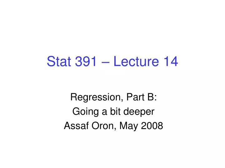 stat 391 lecture 14