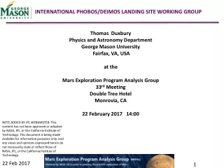 Thomas  Duxbury  Physics and Astronomy Department George Mason University  Fairfax, VA, USA