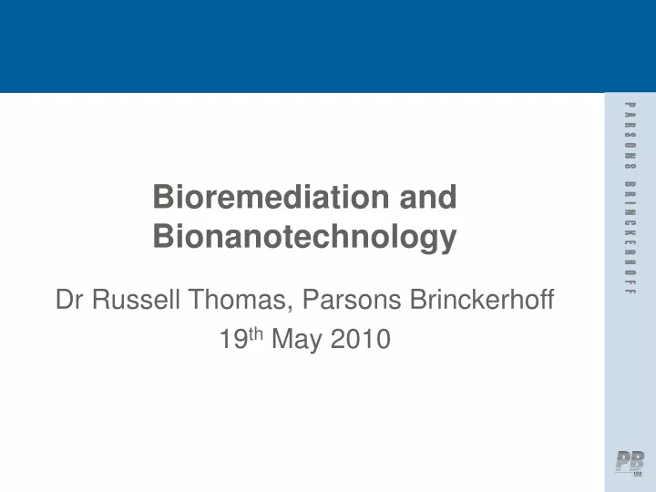 bioremediation and bionanotechnology
