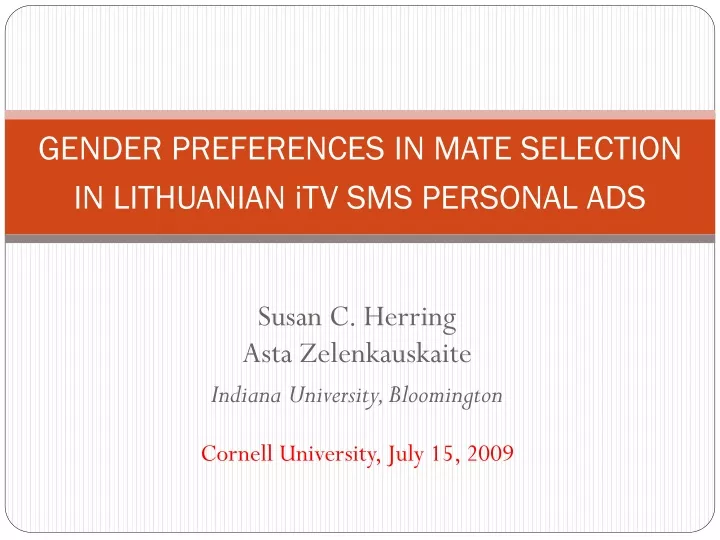gender preferences in mate selection in lithuanian itv sms personal ads