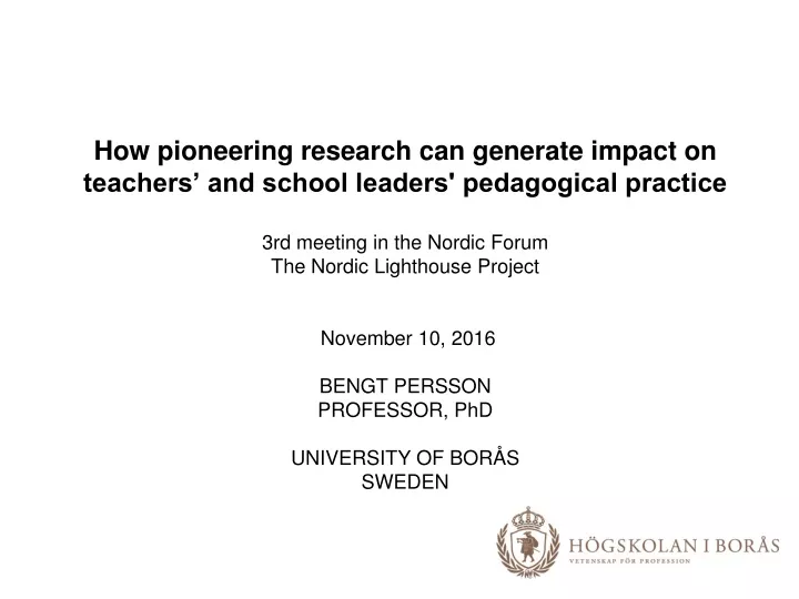 how pioneering research can generate impact
