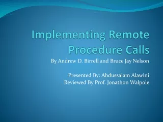 Implementing Remote Procedure Calls