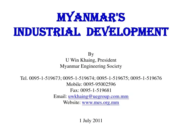 myanmar s industrial development by u win khaing