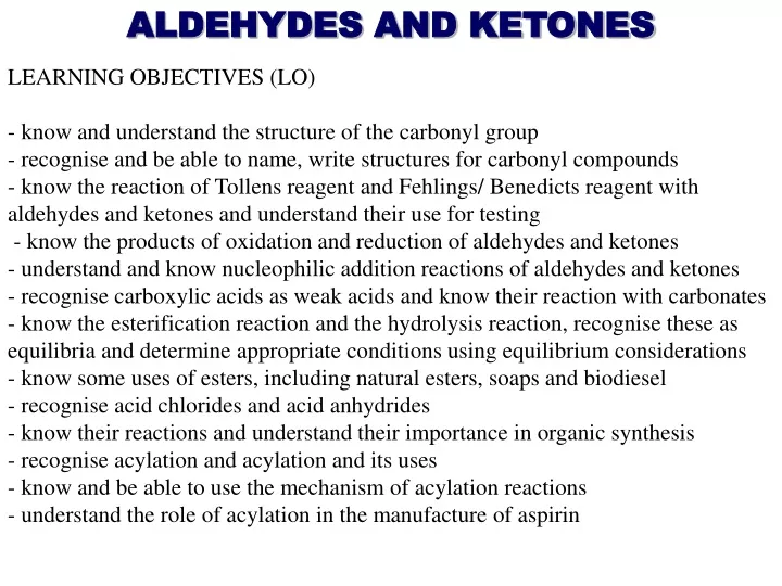 aldehydes and ketones