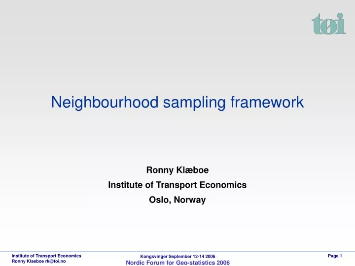 neighbourhood sampling framework