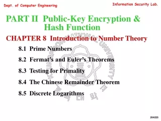 PART II Public-Key Encryption &amp;                  Hash Function