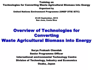 Overview of Technologies for Converting  Waste Agricultural Biomass into Energy