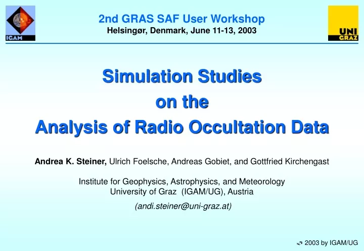 simulation studies on the analysis of radio occultation data