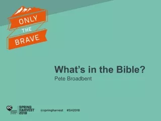 What’s in the Bible?