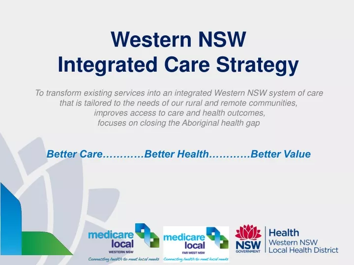 western nsw integrated care strategy to transform