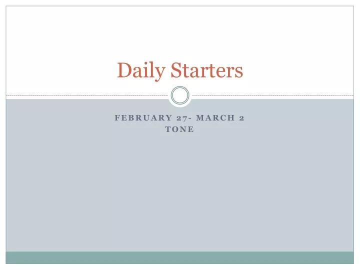 daily starters