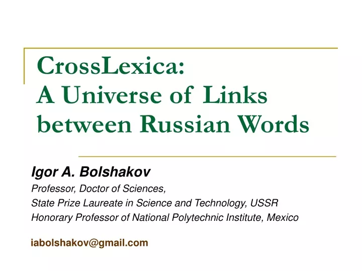 crosslexica a universe of links between russian words