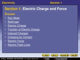 Section 1:  Electric Charge and Force