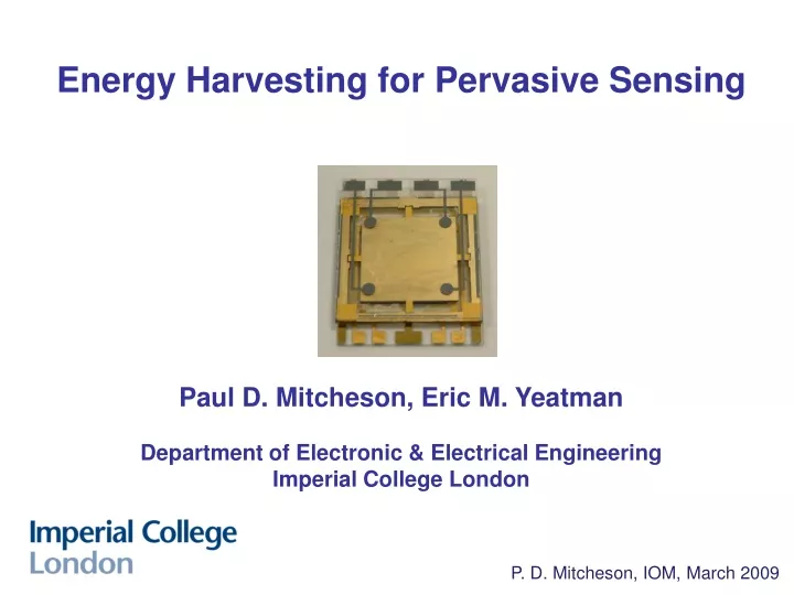 energy harvesting for pervasive sensing