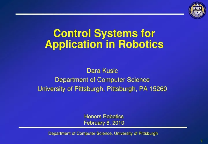 control systems for application in robotics