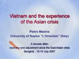 Vietnam and the experience of the Asian crisis