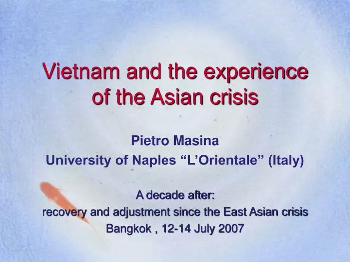 vietnam and the experience of the asian crisis